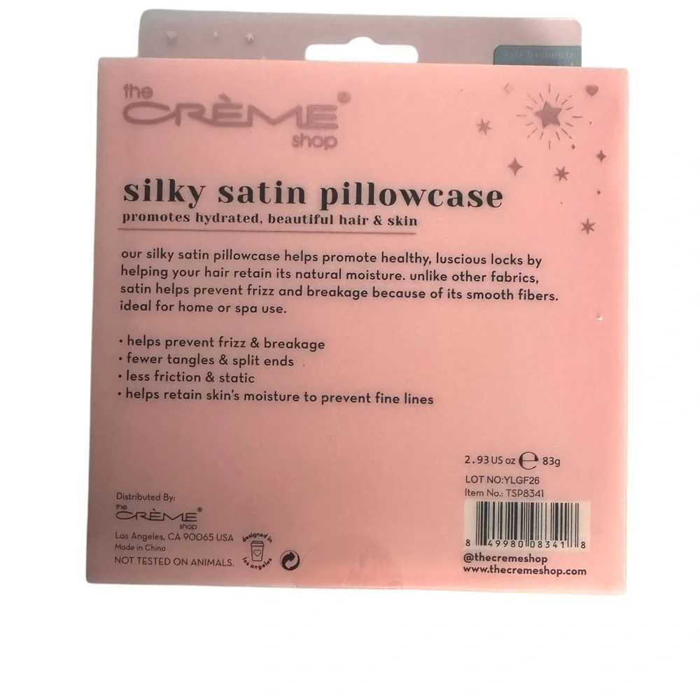 The Creme Shop Silky Satin Pillowcase Standard Blush Pink Constellation NWT